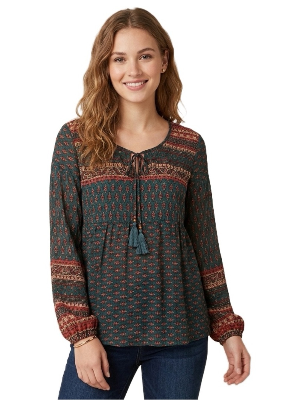 Lascana Venus Boho Medallion Print Tassel Tie Top
